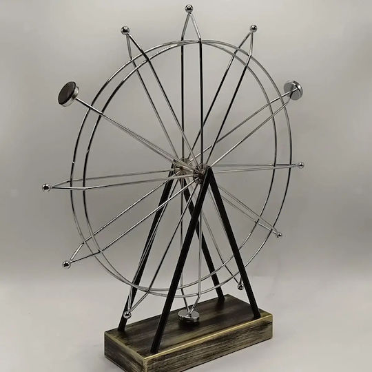 Tabletop Decorative Spinning Wheel 41x37cm Silver Hammered Iron