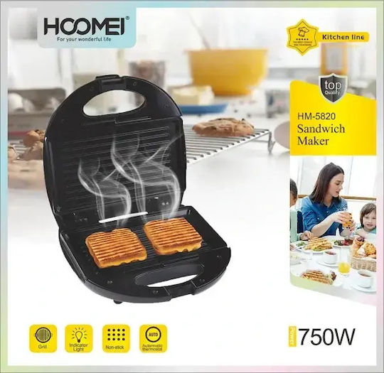 Hoomei Sandwichmaker für for 2 Sandwiches Sandwiches 750W Inox