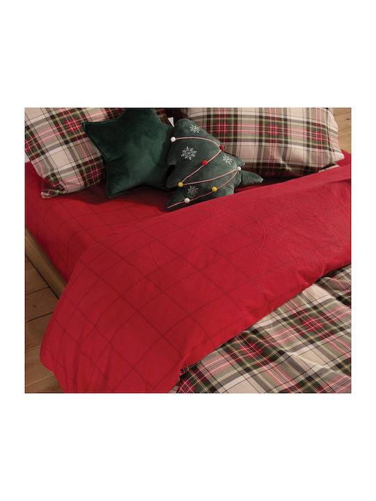 Nef-Nef Homeware Duvet Cover Set Cotton Single with Pillowcase 160x230 Noel Red/grey