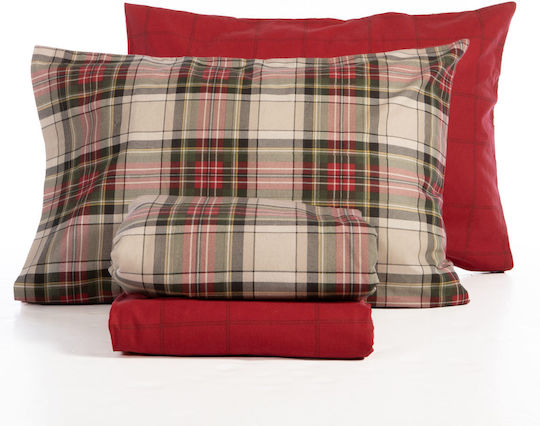 Nef-Nef Homeware Комплект Плик за Завивка Памучен Кинг Сайз с 2 Калъфки 240x230 Noel Red/grey