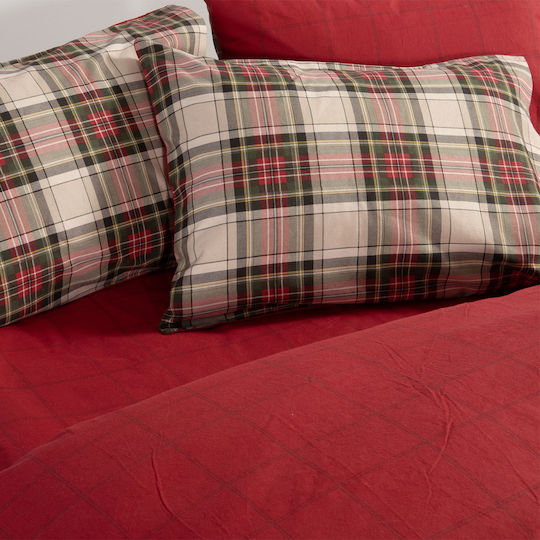 Nef-Nef Homeware Комплект Плик за Завивка Памучен Единичен с Калъфка 160x230 Noel Red/grey