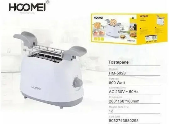 Hoomei Toaster 2 Slots 800W White
