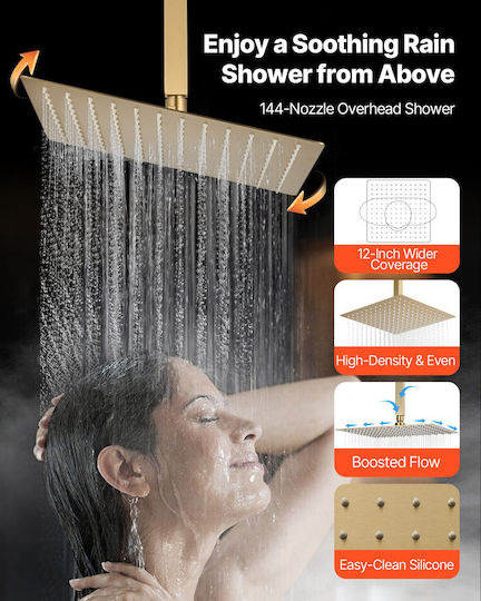 Vevor Built-in Mixer & Shower Head Set for Shower Gold 197988711087