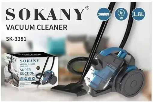 Sokany Σκούπα Στερεών 2000W με Πλαστικό Κάδο 1.8lt