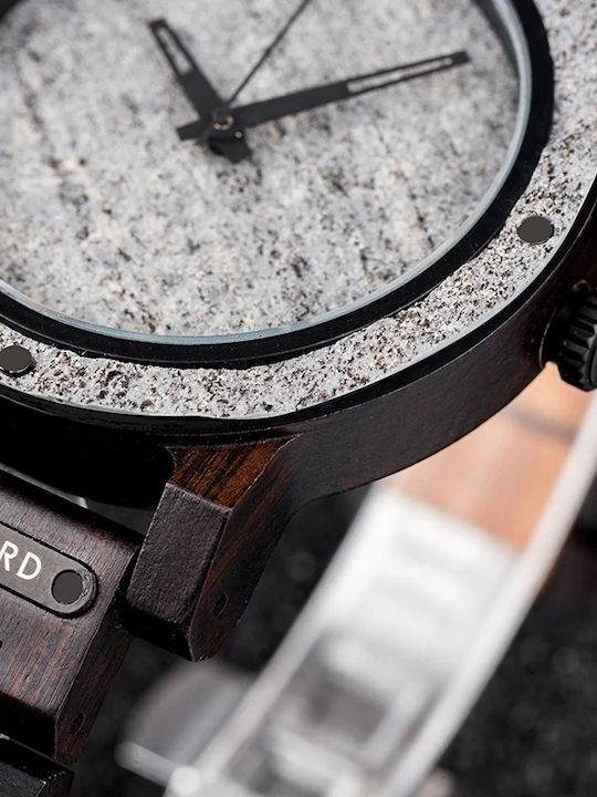 Bobo Bird Ceas Bărbați 46mm Baterie cu Brățară Din Lemn Maro