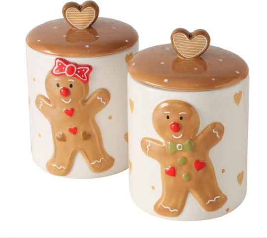 Recipient De Crăciun Cu Capac Gingerbread 2000 Ml Alb 1 Bucată De La BOLZE Recipient De Crăciun Cu Capac Gingerbread 2000 Ml Alb 1 Bucată De La BOLZE