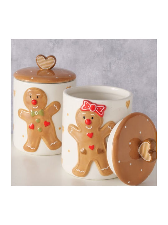 Χριστουγεννιάτικo δοχείο με καπάκι gingerbread 2000 ml λευκό (1 τμχ.) της BOLZE