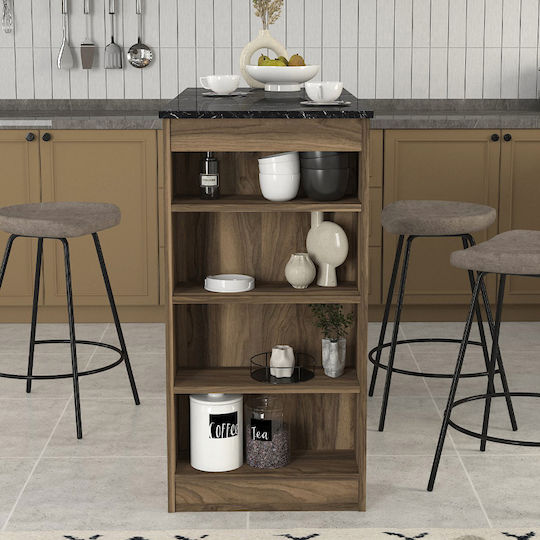 Monaco Bar Tisch Holzschatten Walnuss - Schwarz Effekt Marmor 120x51.6x101.8cm