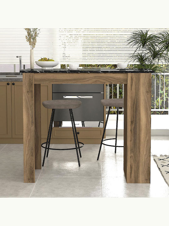 Monaco Table Bar with Marble Surface Walnut - Black Marble Effect 120x51.6x101.8cm
