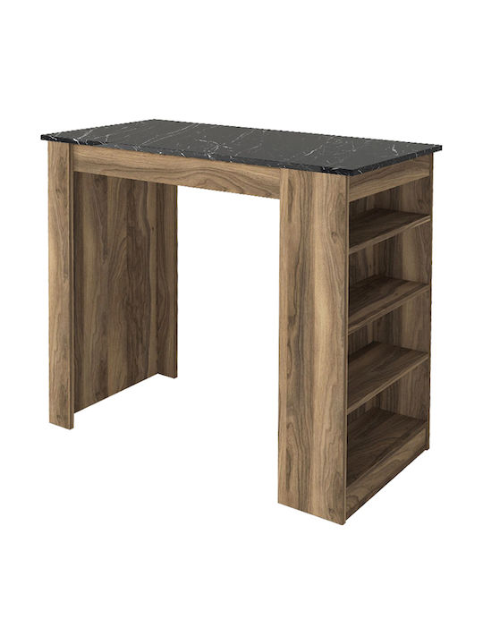 Monaco Table Bar with Marble Surface Walnut - Black Marble Effect 120x51.6x101.8cm