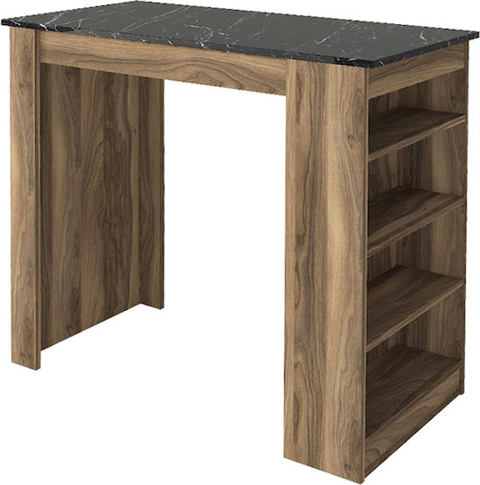 Monaco Bar Tisch Holzschatten Walnuss - Schwarz Effekt Marmor 120x51.6x101.8cm