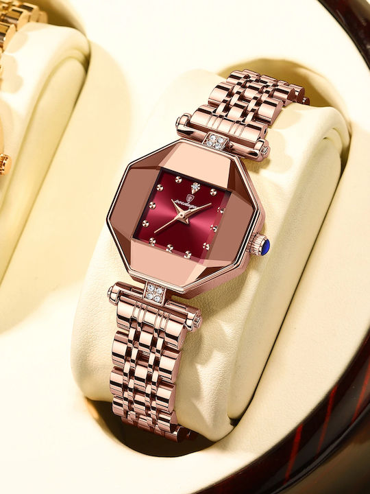 Poedagar Ceas de Damă cu Rose Gold Brățară Metalică