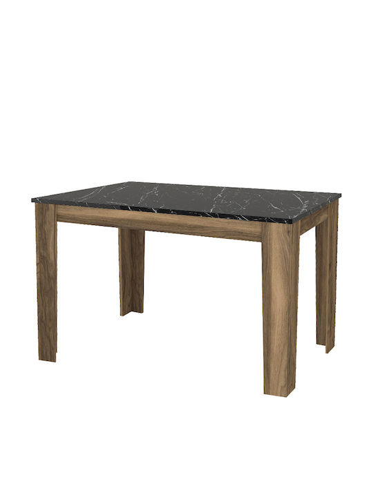 Darlen Table Dining Room Wooden Walnut - Black Marble Effect 110x72x74cm