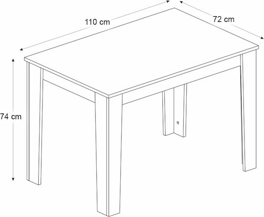 Darlen Table Dining Room Wooden Walnut - Black Marble Effect 110x72x74cm