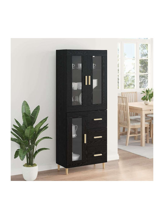 Висулка Витрина за хол от ПДЧ със Стъкло Black Beech 70x34x90см
