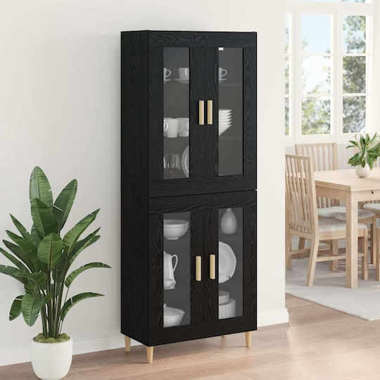 Wall Living Room Display Cabinet made of Particleboard with Glass 34cm