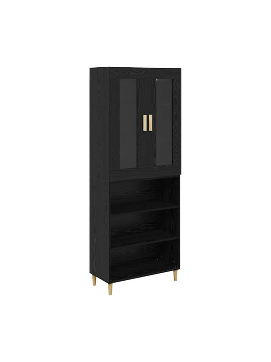 Висулка Витрина за хол от ПДЧ със Стъкло Black Beech 70x34x90см