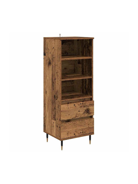 vidaXL Wohnzimmer Vitrine aus Holz & Metall mit Verglasung Alter Holz 40x36x110cm