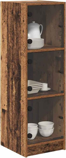 Wall Living Room Display Cabinet made of Particleboard with Glass Old Wood 35x37x109cm
