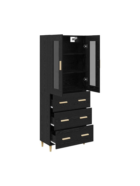 Висулка Витрина за хол от ПДЧ със Стъкло Black Beech 70x34x90см