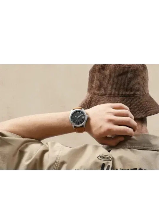 Naviforce Men's Watch 46mm Battery with Brown Leather Strap