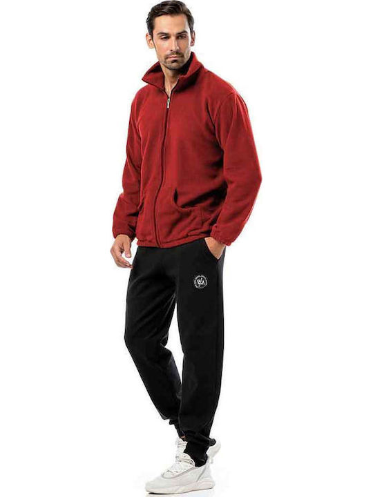 Men's Fleece Cardigan Red