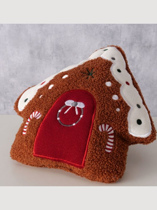 Weihnachtsdekoratives Kopfkissen Haus 28*28 Braun