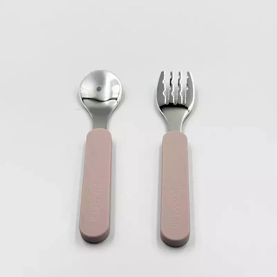 Pandaboo Baby Set with Fork made of Metal Brown 2pcs