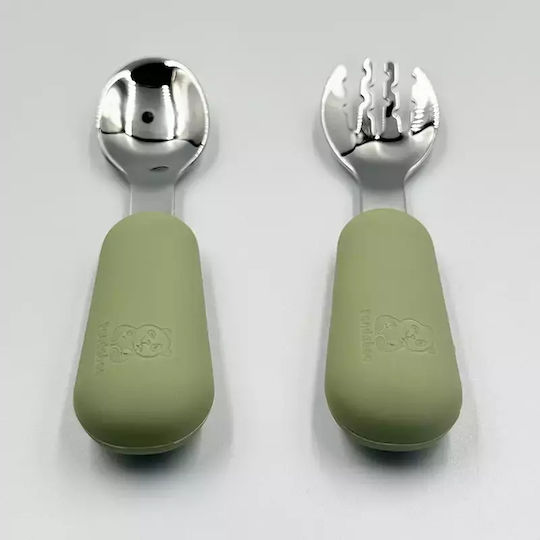 Pandaboo Baby Set with Fork made of Silicone Pink 2pcs