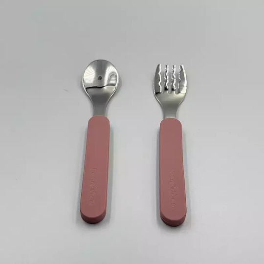 Pandaboo Baby Set with Fork made of Metal Orange 2pcs