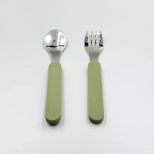Pandaboo Baby Set with Fork made of Metal Brown 2pcs