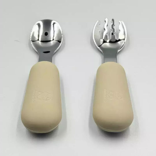 Pandaboo Baby Set with Fork made of Silicone Blue 2pcs