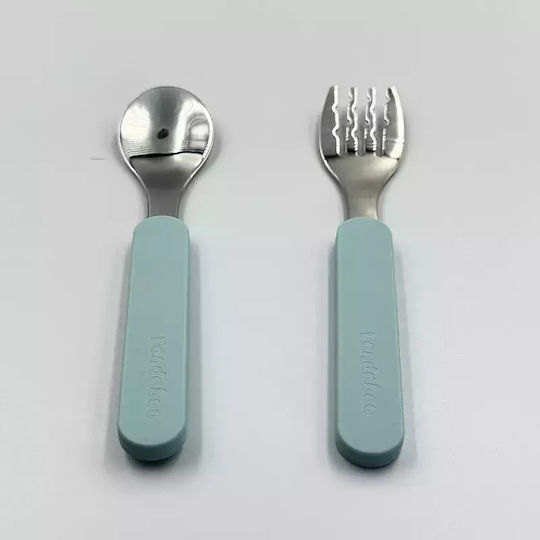 Pandaboo Baby Set with Fork made of Metal Gray 2pcs