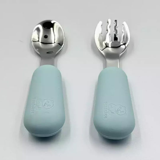 Pandaboo Baby Set with Fork made of Silicone Pink 2pcs