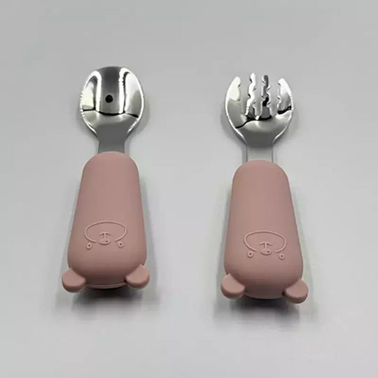 Pandaboo Baby Set with Fork made of Silicone Gray 2pcs