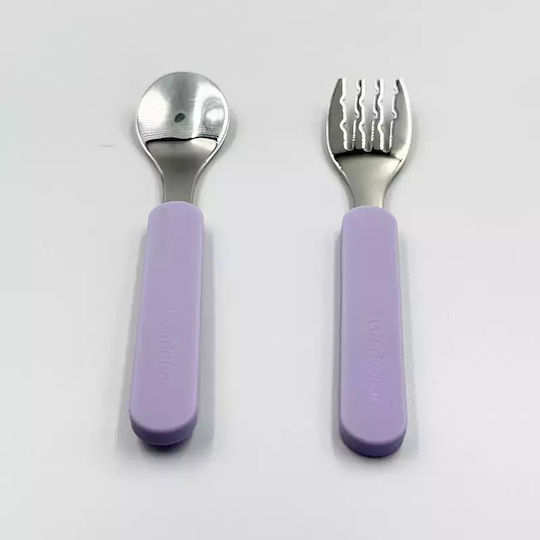 Pandaboo Baby Set with Fork made of Metal Gray 2pcs