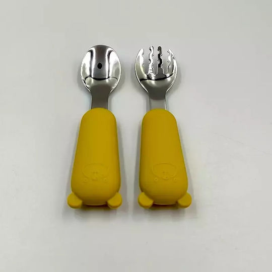 Pandaboo Baby Set with Fork made of Silicone Green 2pcs
