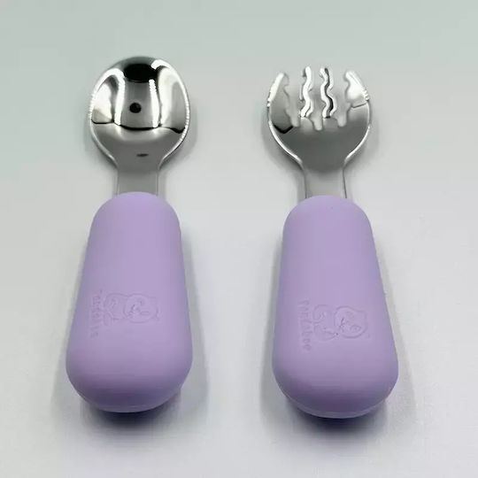 Pandaboo Baby Set with Fork made of Silicone Brown 2pcs
