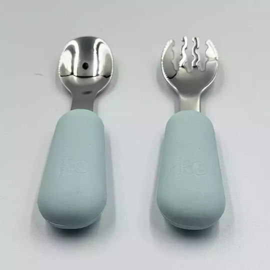 Pandaboo Baby Set with Fork made of Silicone Orange 2pcs