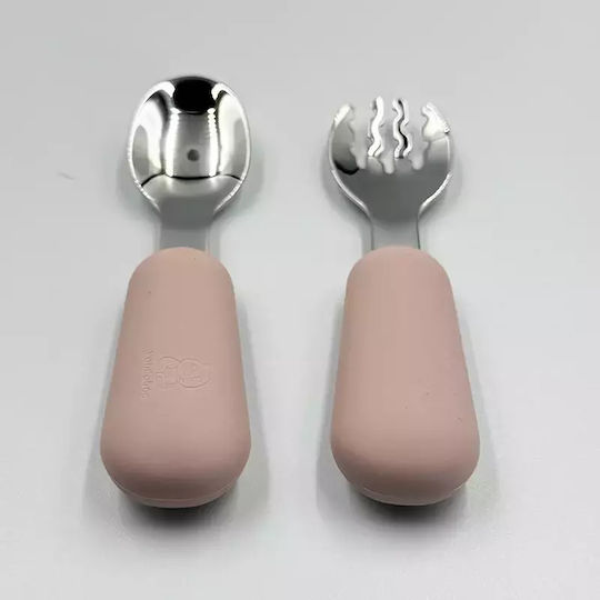 Pandaboo Baby Set with Fork made of Silicone Orange 2pcs