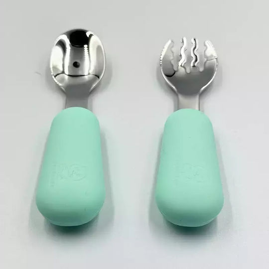 Pandaboo Baby Set with Fork made of Silicone Brown 2pcs