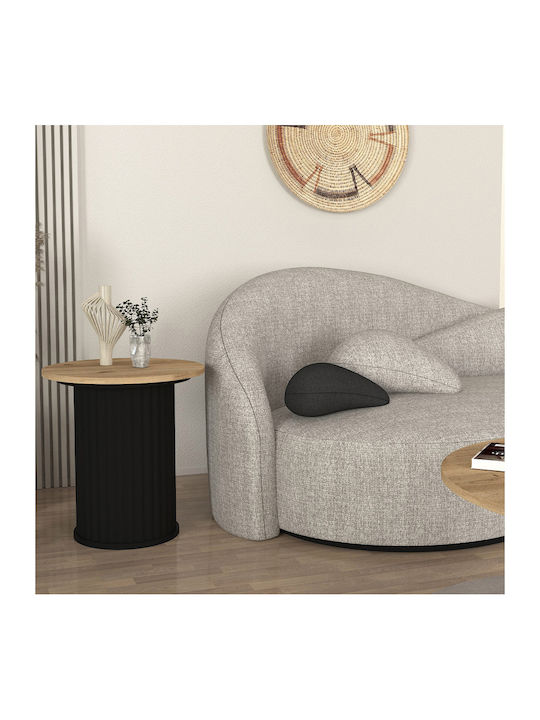 Round Side Coffee Table Bohema Wooden Black - Sepet Oak W50xL50xH53.2cm