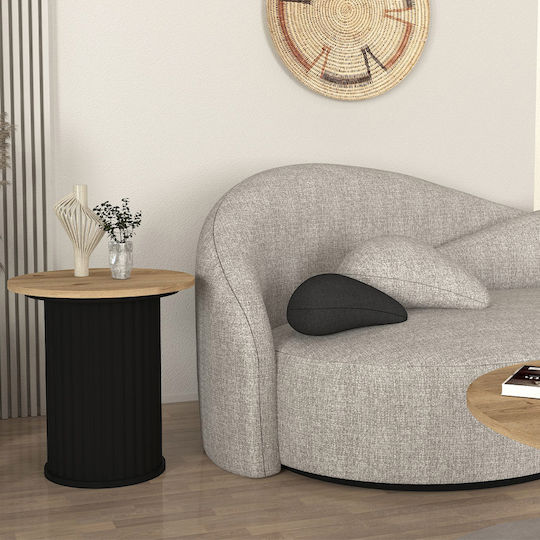 Кръгла Странична Маса Bohema Дървена Черна Sepet Oak Ш50xД50xВ53.2см