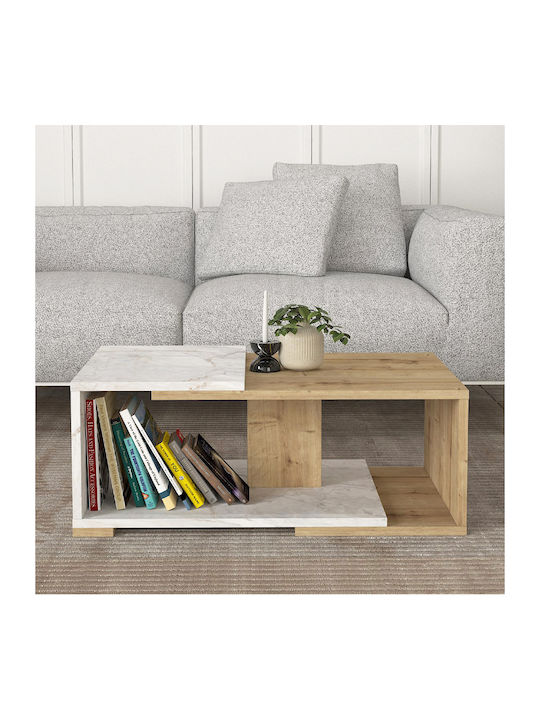 Zentrales Kaffeetisch Mareta Holz Weiß - Sapphire Eiche M81.8xL50xH35cm