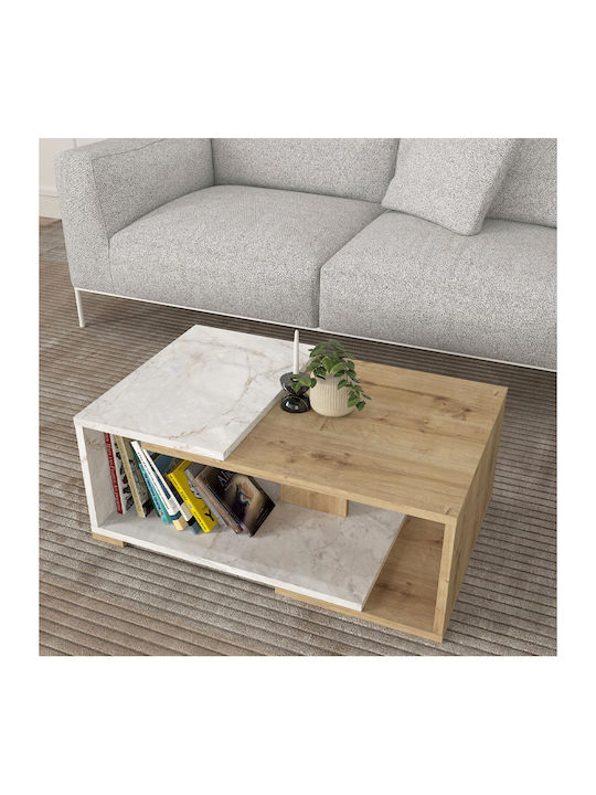 Zentrales Kaffeetisch Mareta Holz Weiß - Sapphire Eiche M81.8xL50xH35cm