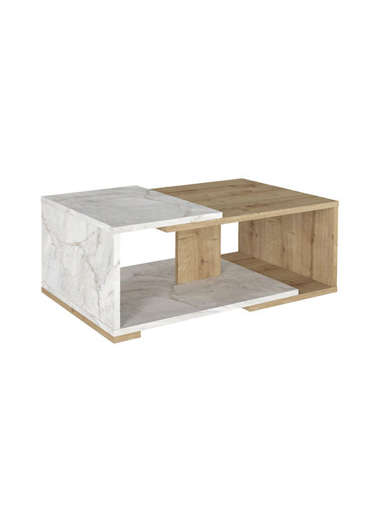 Zentrales Kaffeetisch Mareta Holz Weiß - Sapphire Eiche M81.8xL50xH35cm