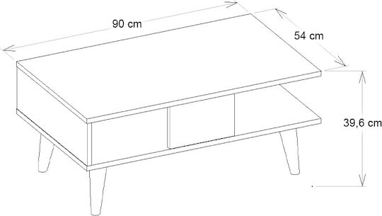 Rectangular Central Coffee Table Andros Black - Black Marble Effect L90xW54xH39.6cm