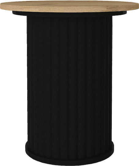 Кръгла Странична Маса Bohema Дървена Черна Sepet Oak Ш50xД50xВ53.2см