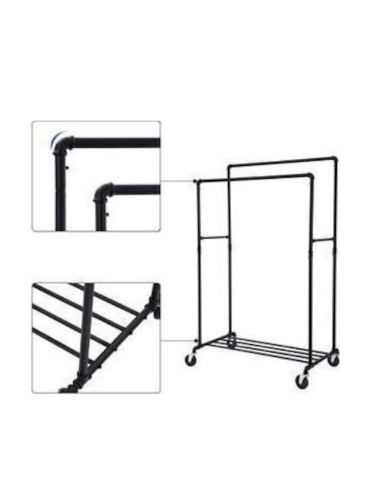 Rollbar Kleiderständer Schwarz 100x59x142cm