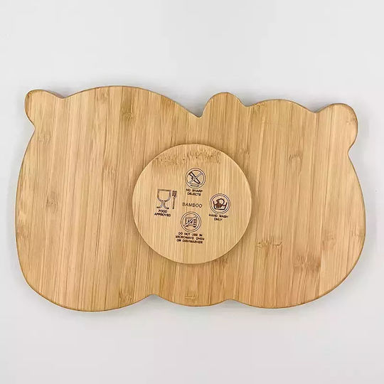 Pandaboo Baby Food Plate made of Bamboo Pink